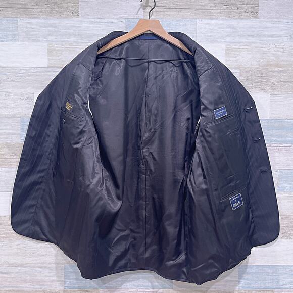 Ing Loro Piana Italy Wool Striped Suit Black Stripe Daniel Cremieux Mens 44S 37W - Picture 5 of 13